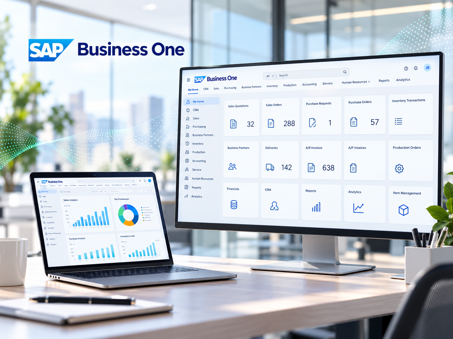 Composição visual da gestão integrada de uma empresa